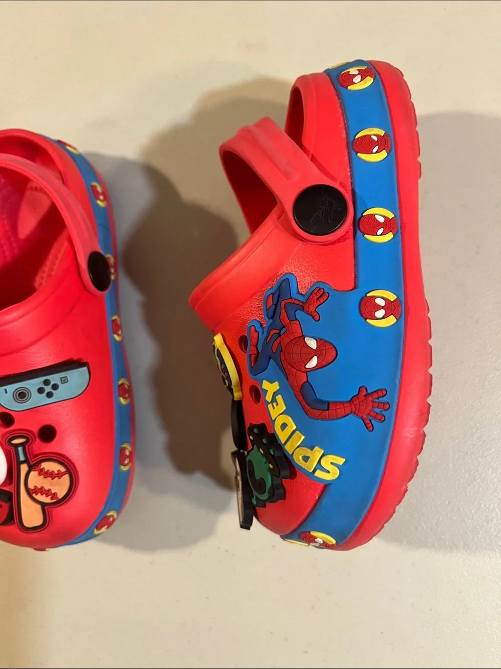 CROCS Red Kids Clog Sandals with Game & Sports Charms